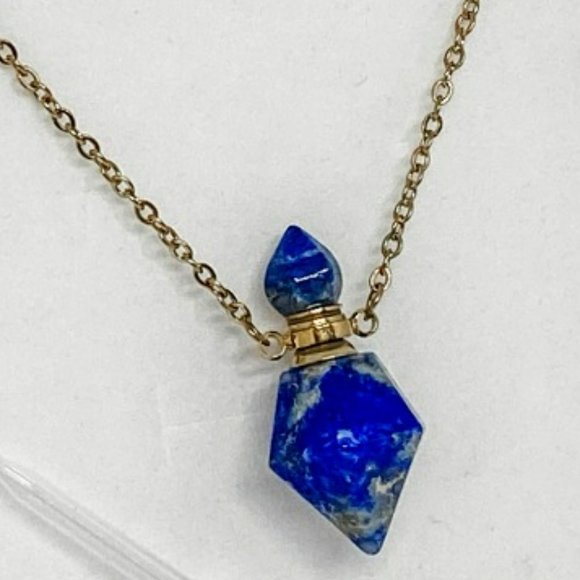Crystal Perfume Necklace - Lapis Lazuli- Jeanie Bottle - Picture 1 of 2